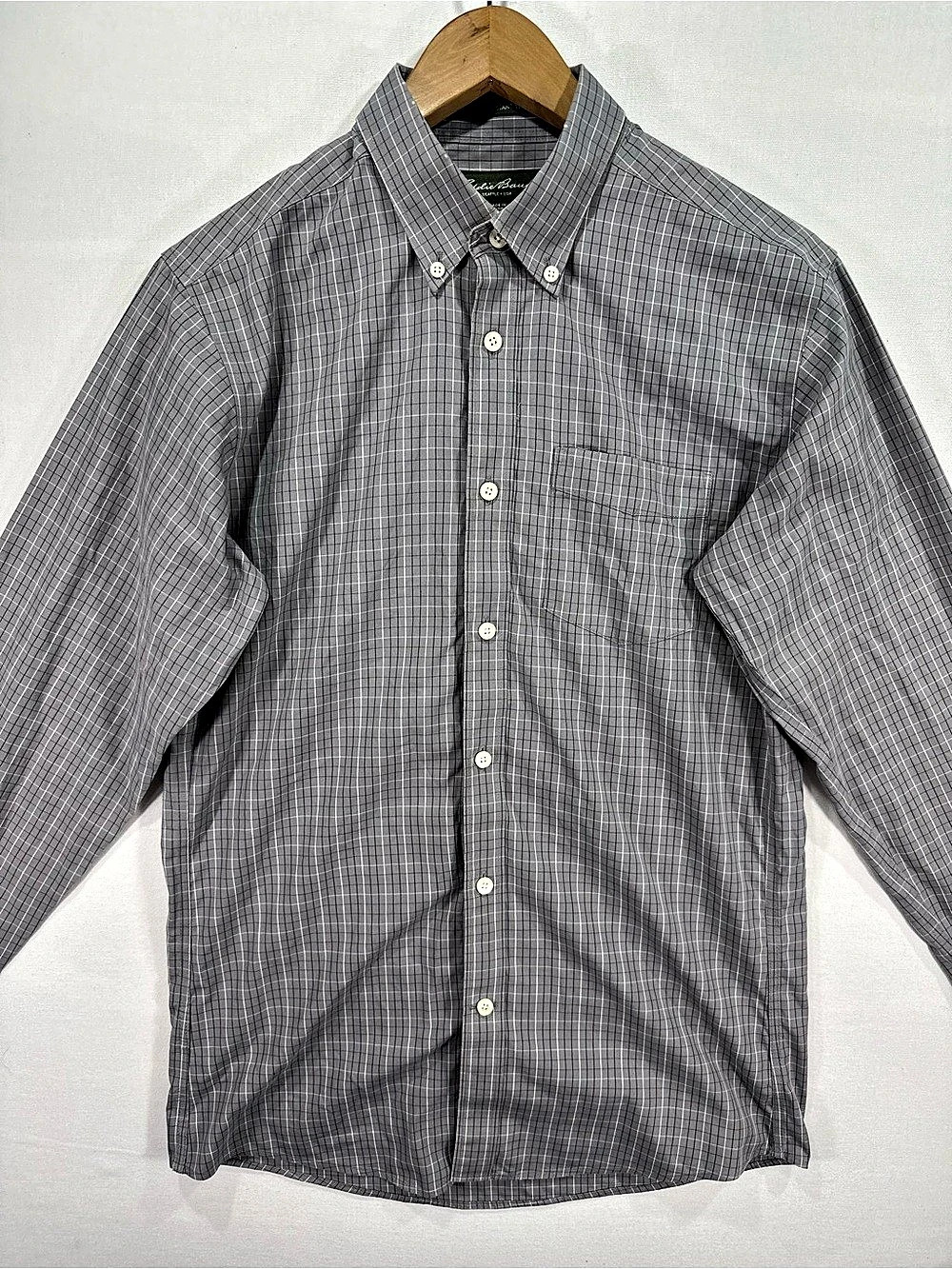 Eddie Bauer Checkered Cotton Shirt in Gray Size Small